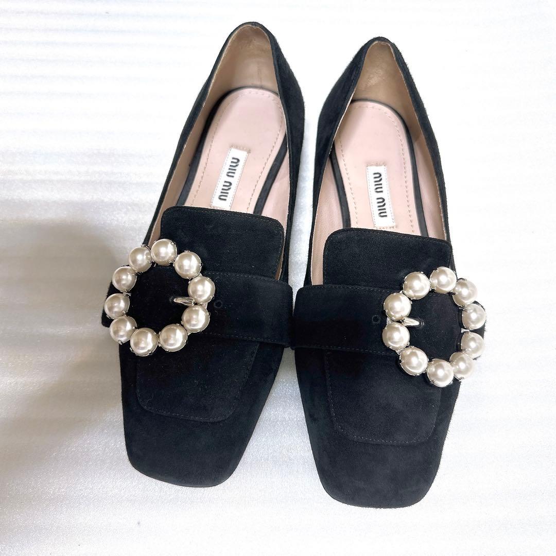 MIUMIU ミュウミュウ　パール　フラットシューズ　パンプス　ローファー　靴