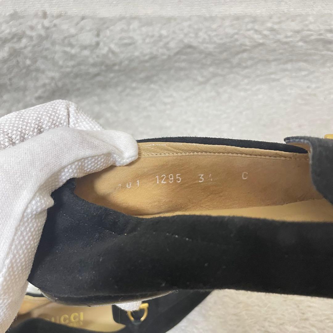 【美品】GUCCI ホースビット34 フラットシューズ21cm 黒