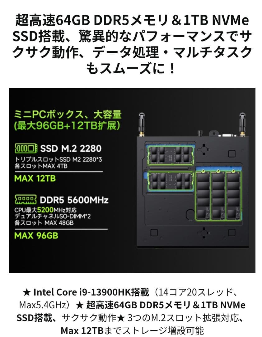 第13世代　Core i9-13900 DDR5 64GBメモリ SSD1TB