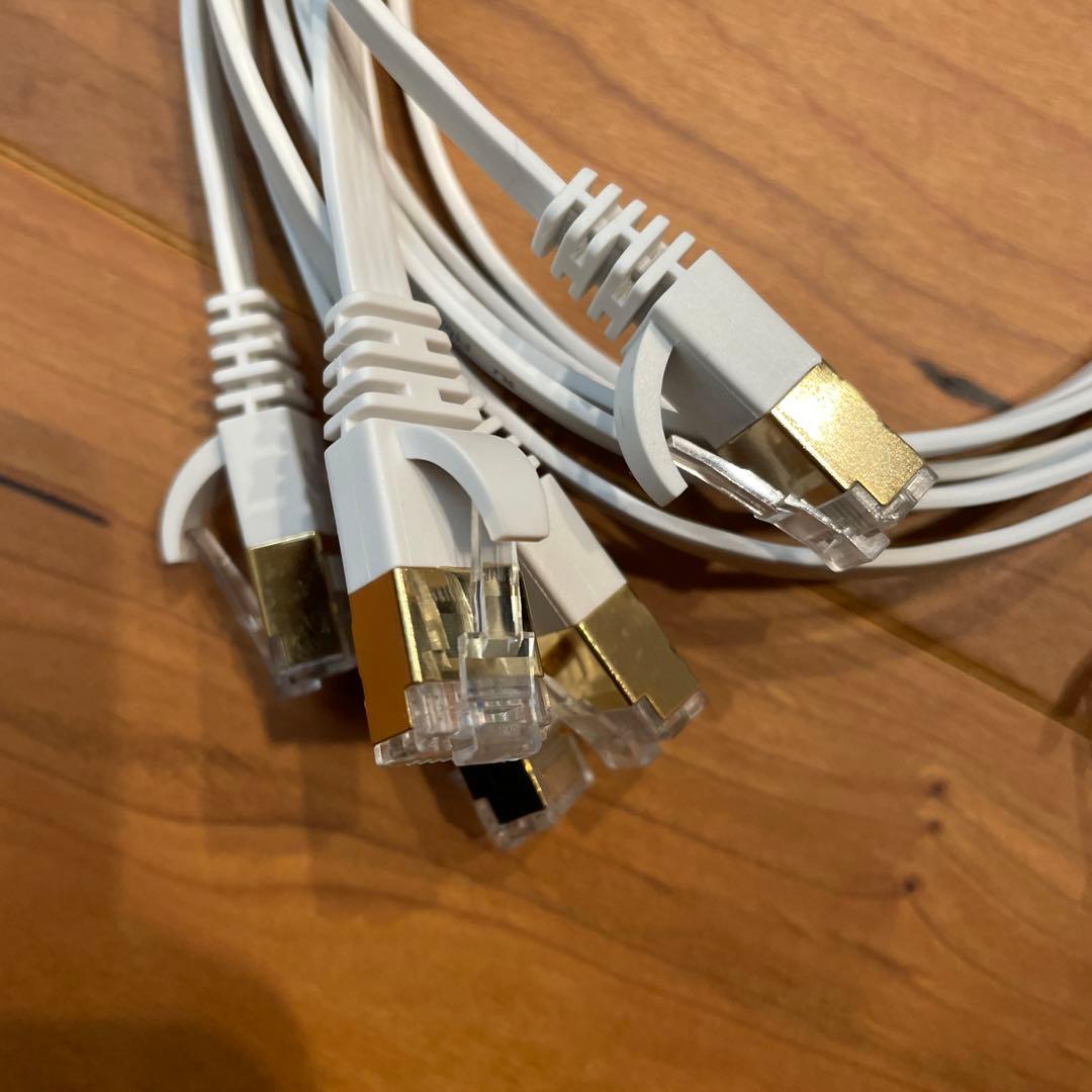 LANケーブル 黒と白 15本まとめ売りセット cat.6,6A,7