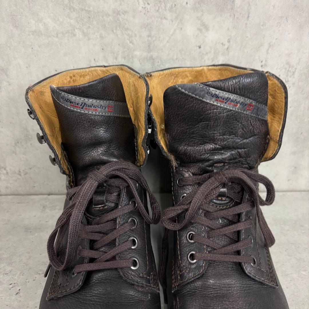 DIESEL ディーゼル レザー ブーツ サイドジップ 43 本革 ブラウン