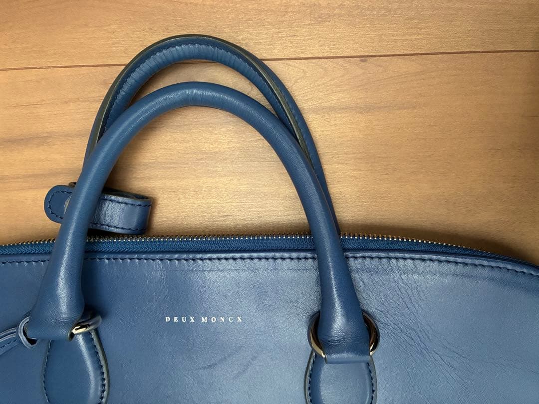 美品　DEUX MONCX ビジネスバッグ 2way レザー ブルー