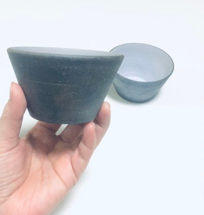 そばちょこ2つ　陶器　フリーカップ　焼き〆　作家物