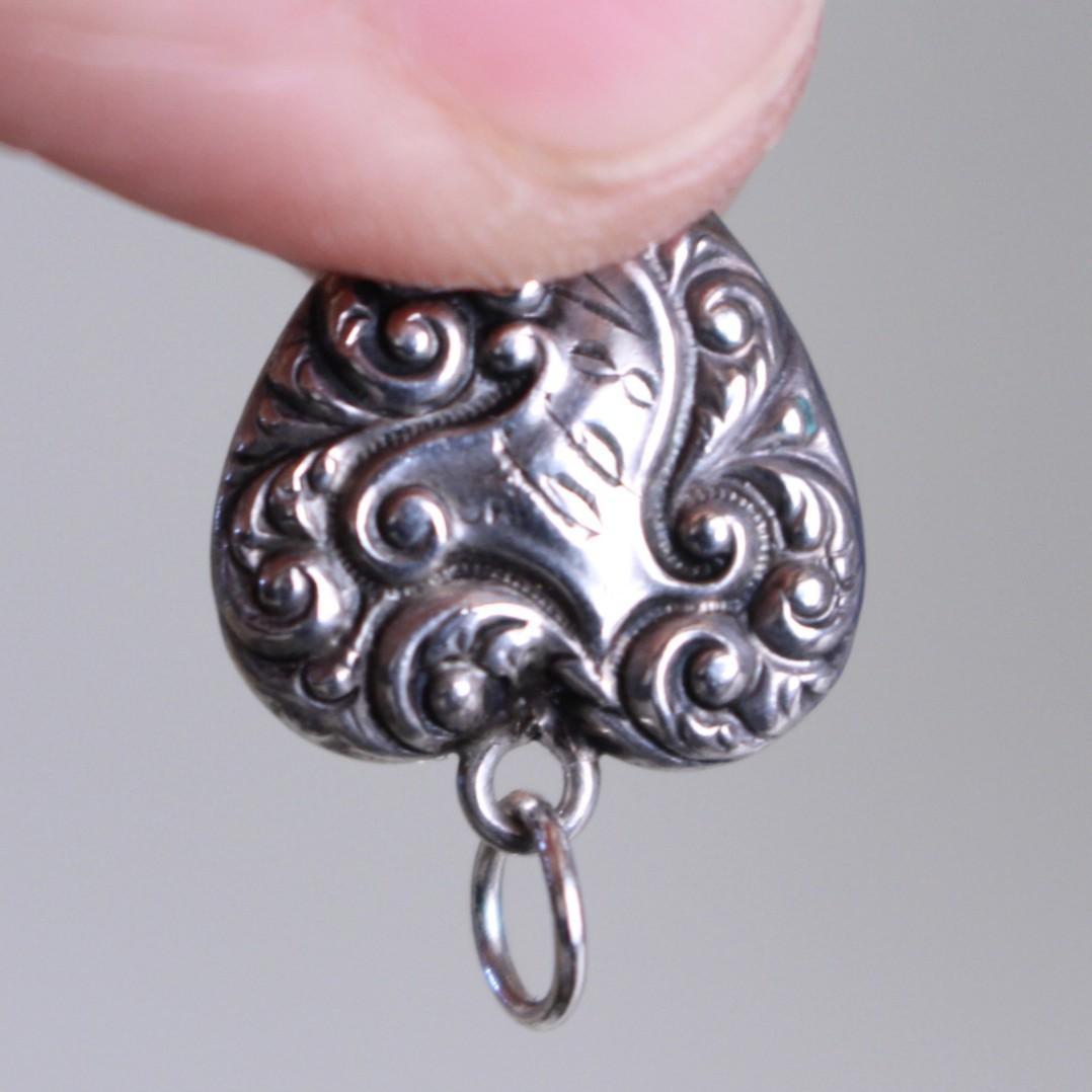 40s　スウィートハートジュエリー　WW2　シルバー チャーム　波　ハート