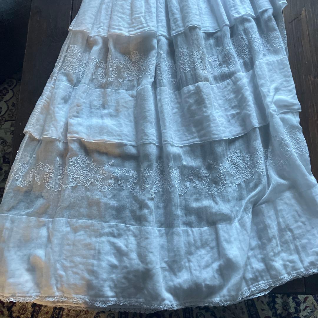 フランスアンティークベビーロングドレス　コットンシフォンドレス　美品