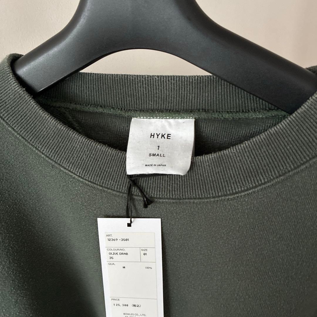 HYKE　CROPPED SWEAT SHIRT　オリーブ　サイズ1