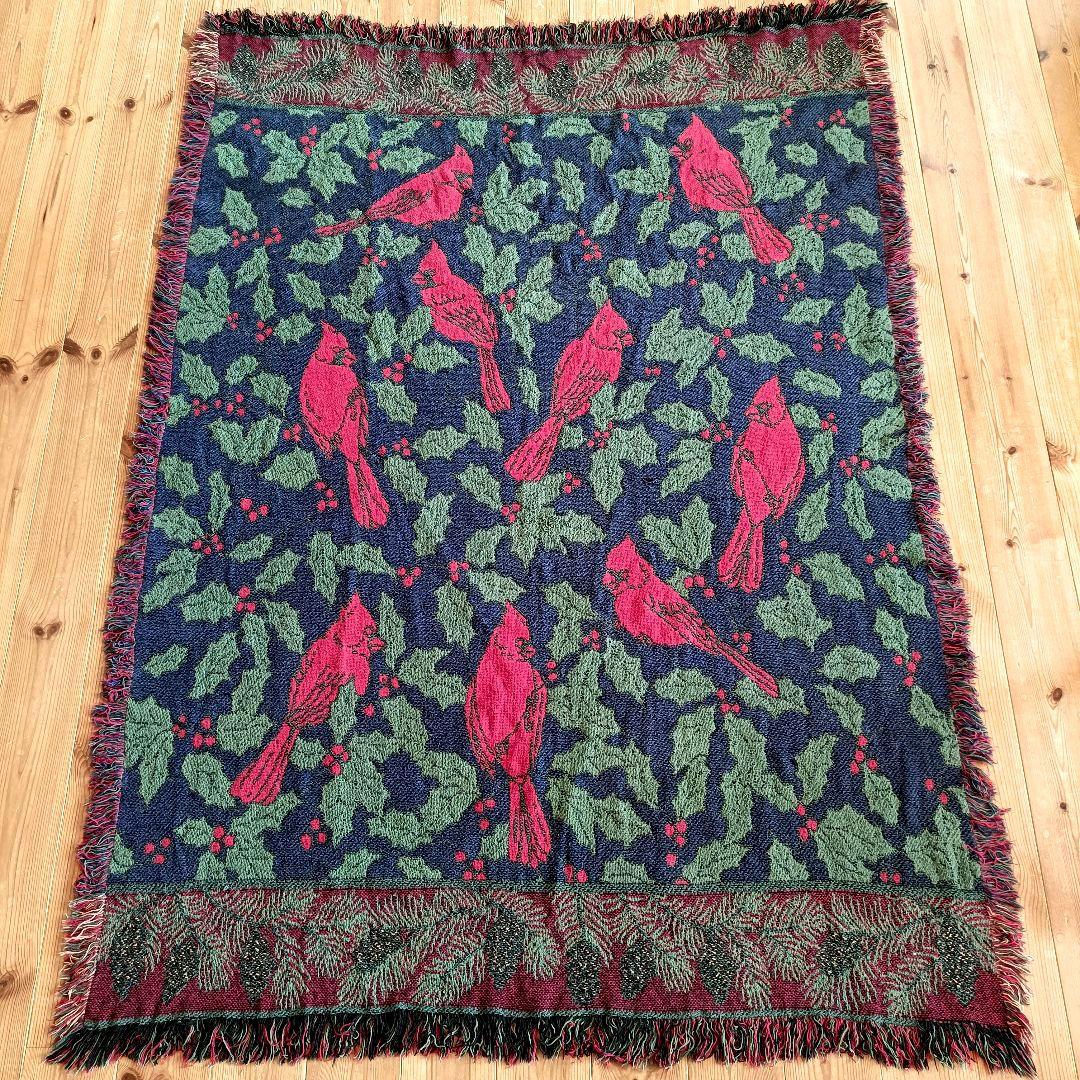 【※める】80s USA ブランケット ヴィンテージラグ　タペストリー