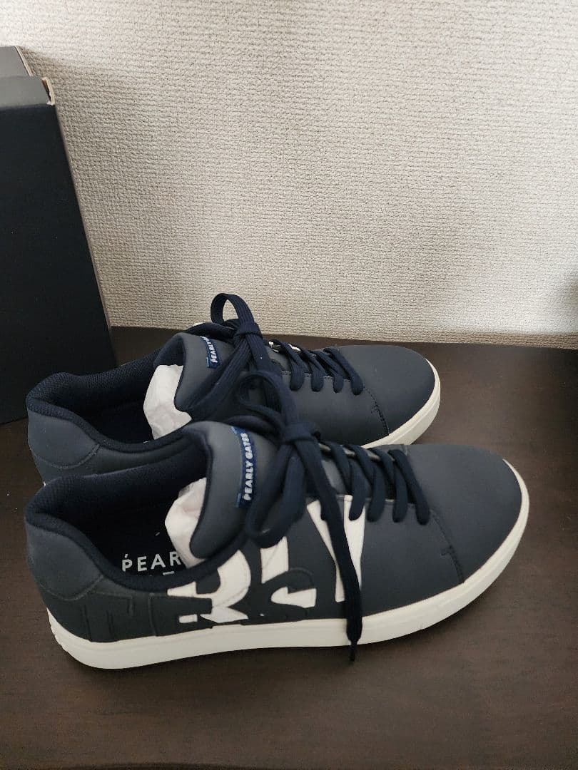 【☆超美品☆】PEARLY GATES サイドロゴ スニーカー 紺 25.5㎝