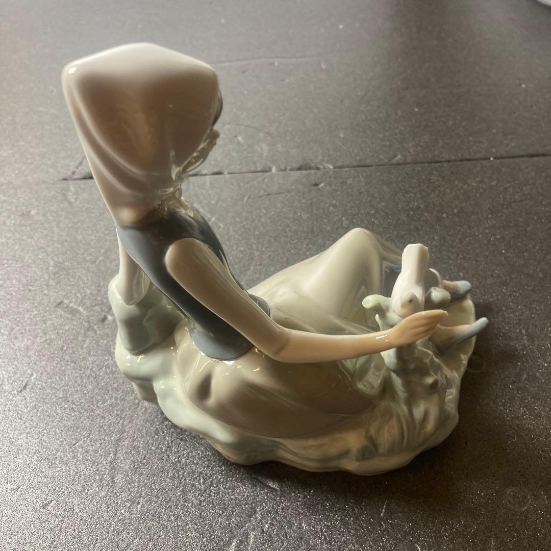 廃版美品　Lladro リヤドロ　羊飼いの少女と鳩