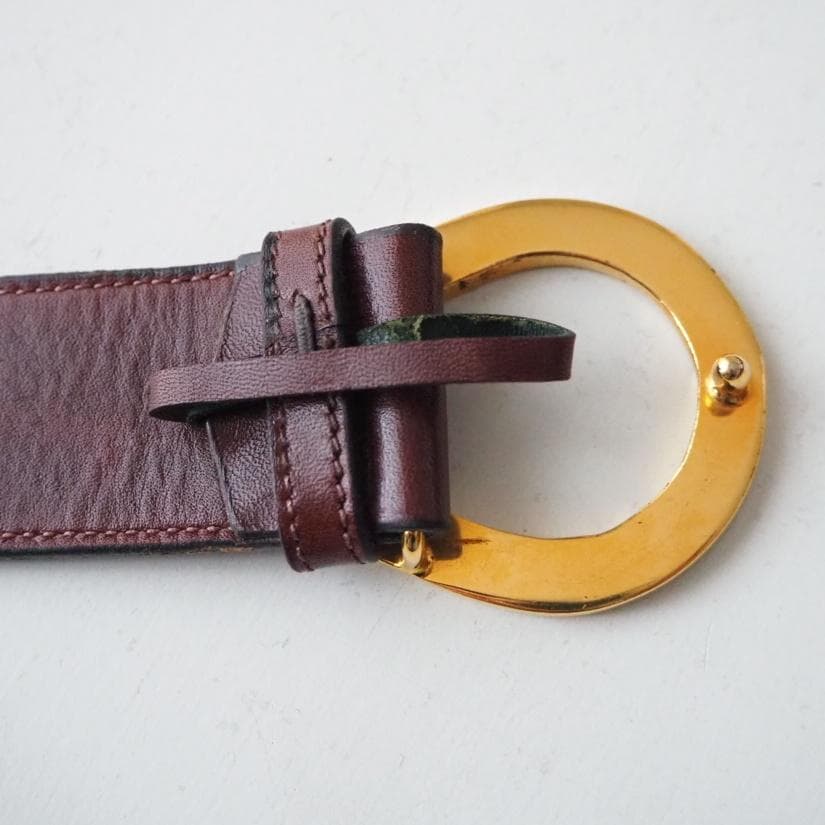 モカ様GUCCI オールドグッチ ホースシュー ピンバックル レザーベルト 85