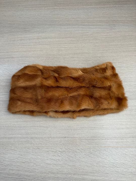 リアルファー スヌード リメイク 茶 ウィーゼル チャイナミンク