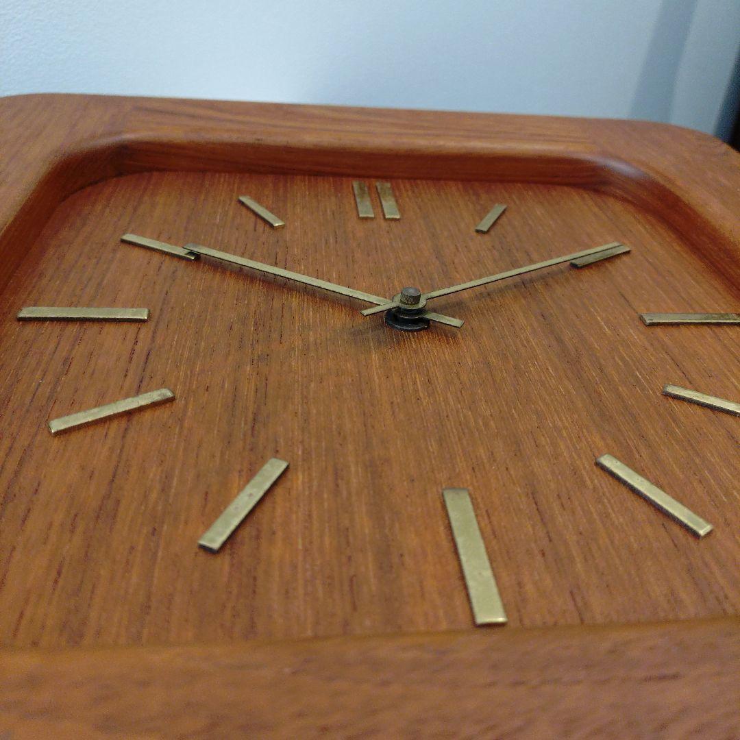 チーク材　壁掛け時計　デンマーク製　動作確認済み　1960年代　ヴィンテージ