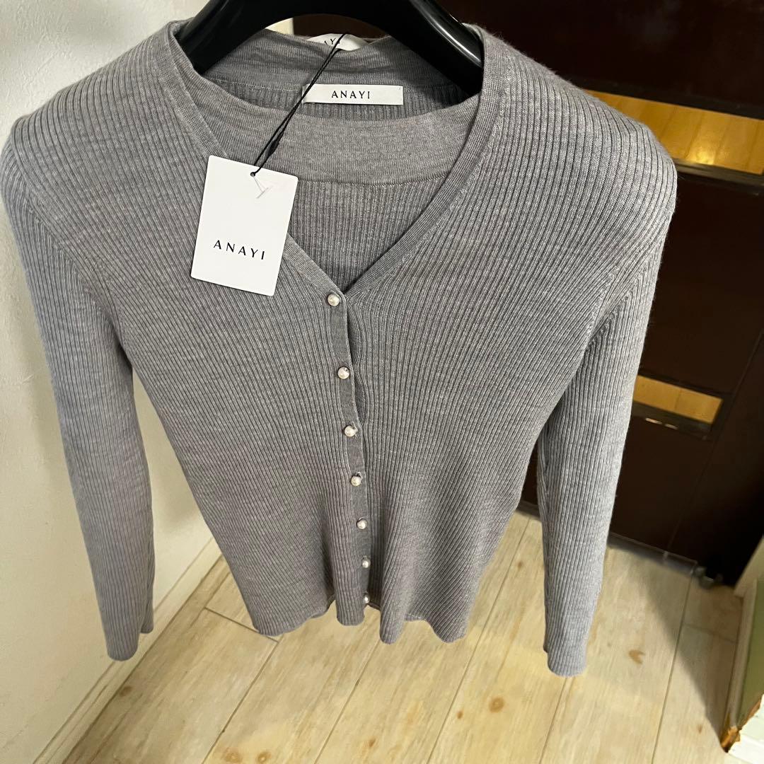 新品☆ ANAYI パール釦リブニット　セットアップ/セオリー、23区、ロペ