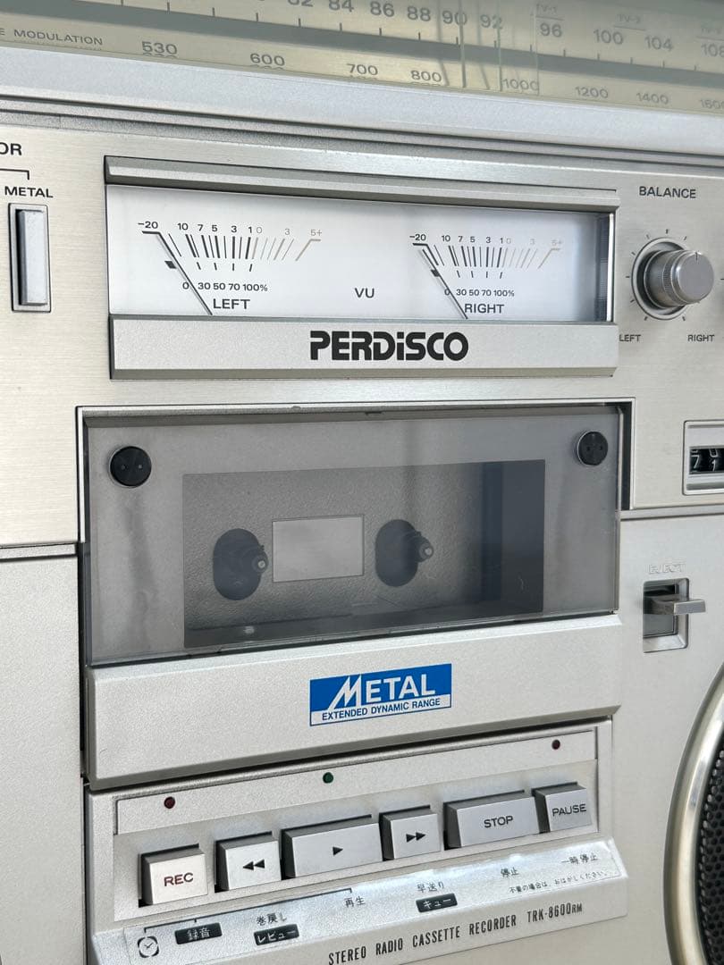 動作品| 日立　HITACHI ラジカセ TRK-8600 昭和レトロ　ラジオ