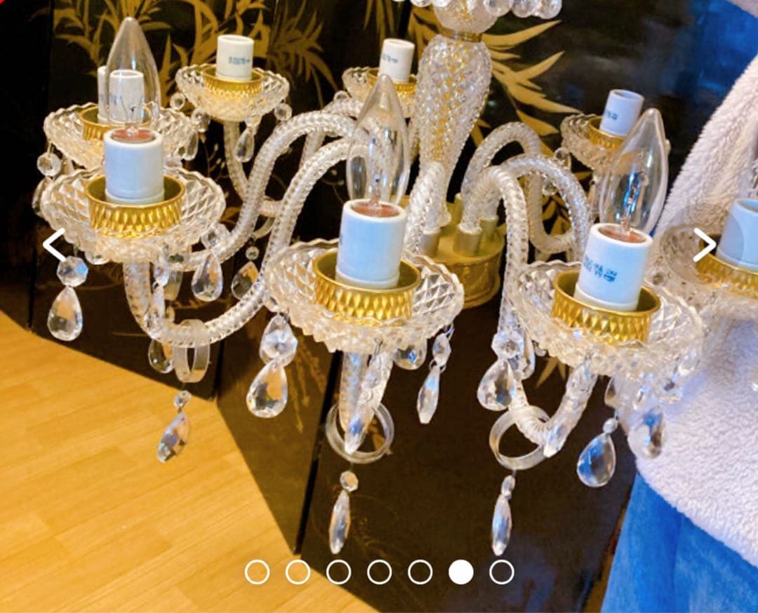 姫系ロココ調アンティーク 8灯　クリスタルガラスシャンデリア