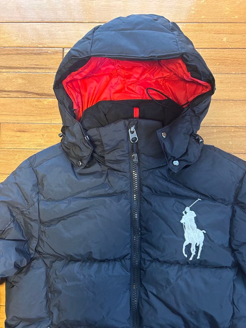 POLO RALPH LAUREN ダウンジャケット S 黒×赤 ビッグポニー