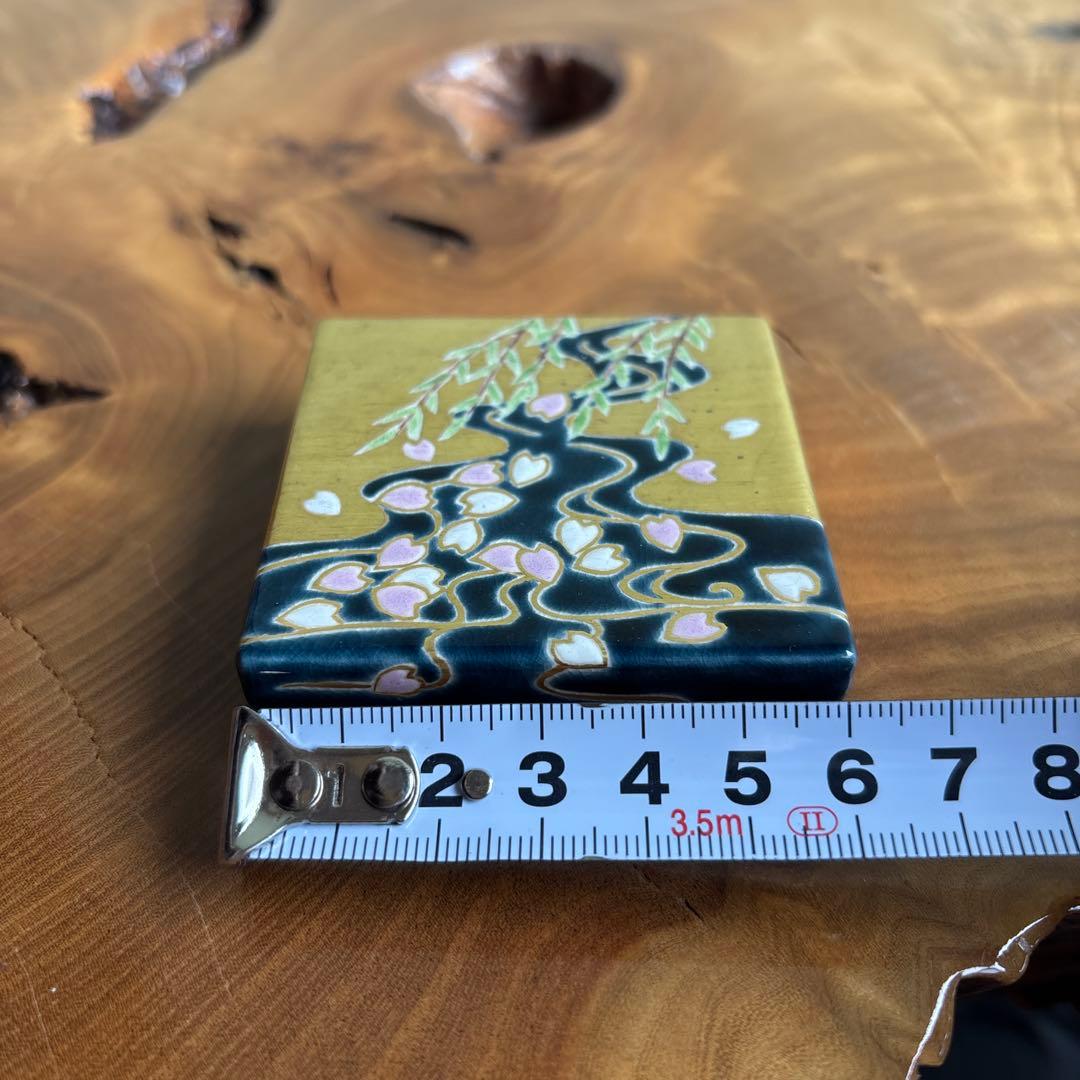 色絵柳桜流水 香合 藤谷芳哉造 水無月窯 茶道具 共箱