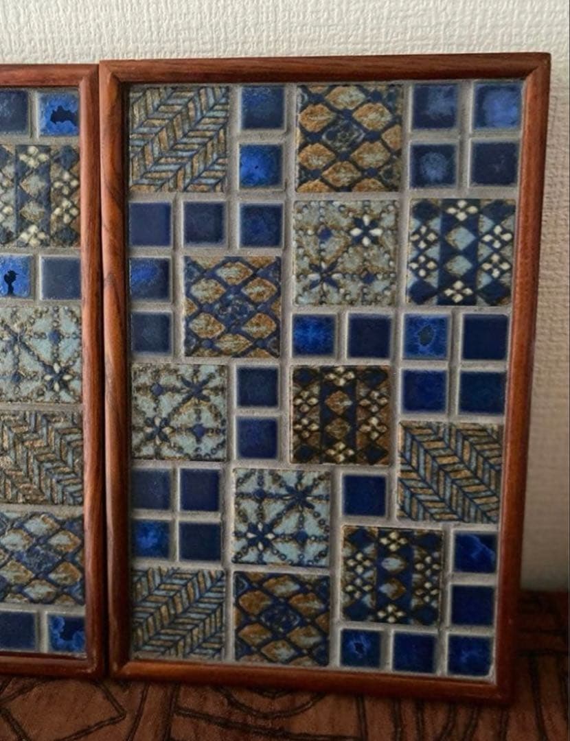 古道具　タイルトレー2枚セット①