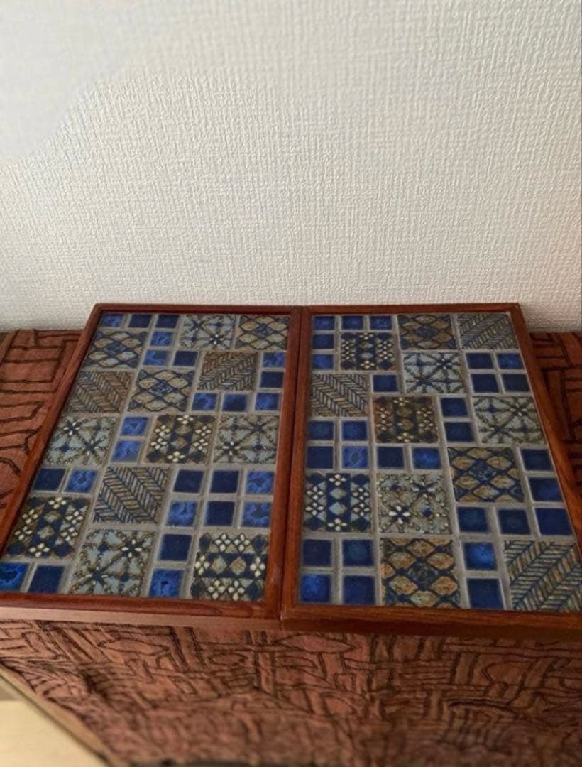 古道具　タイルトレー2枚セット①
