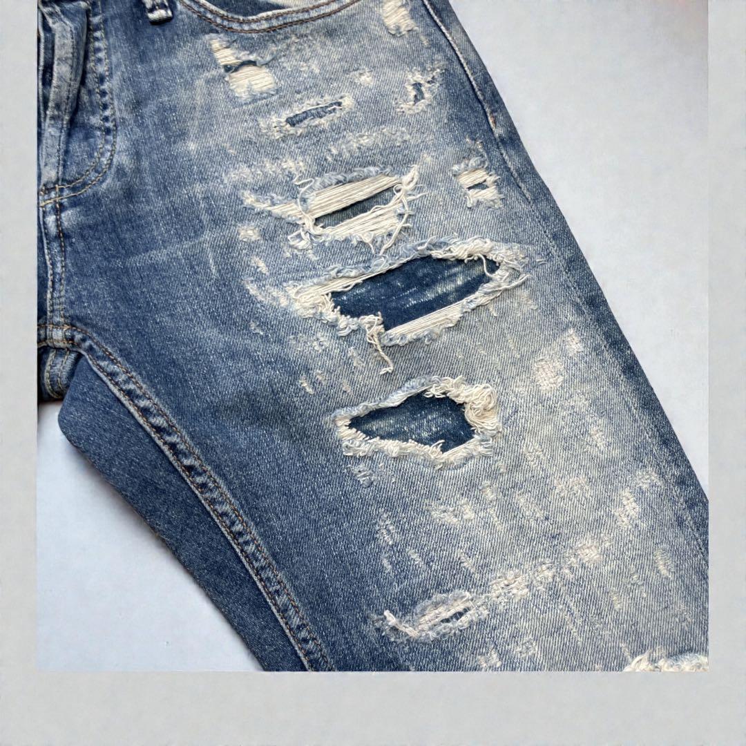 新品 DENHAM デンハム RAZORデストロイダメージスキニージョガーデニム