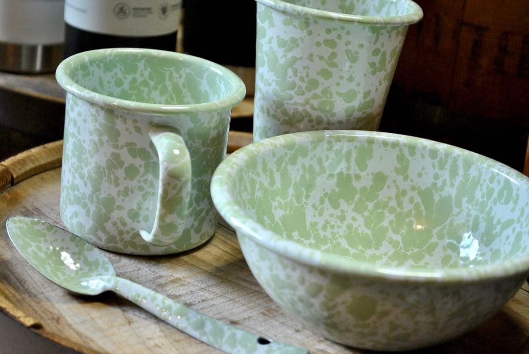 クロウキャニオンホーム★ホーロー食器【ライトグリーン4点セット】琺瑯食器