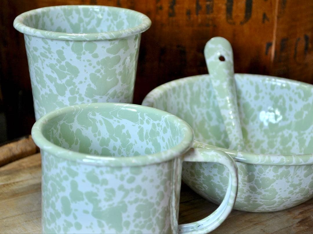 クロウキャニオンホーム★ホーロー食器【ライトグリーン4点セット】琺瑯食器