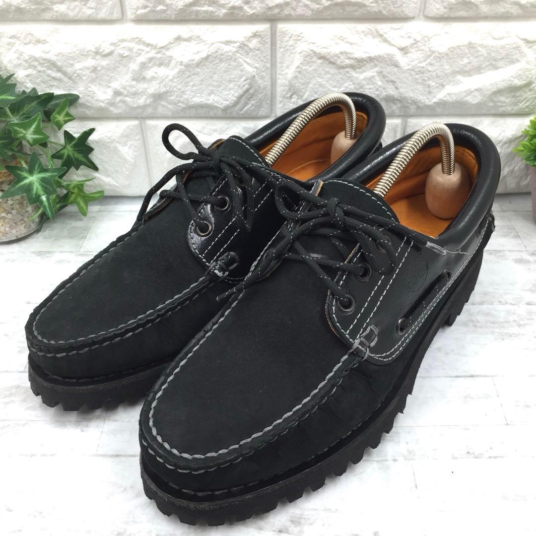【美品】Timberland ティンバーランド3eyeデッキシューズ黒 25cm