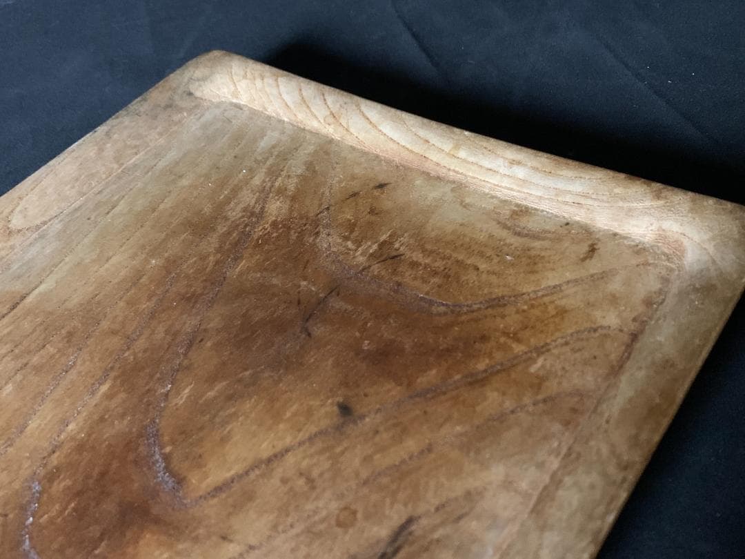 本欅 無垢 手彫 煎茶盆 香盆　古民芸我谷盆 897