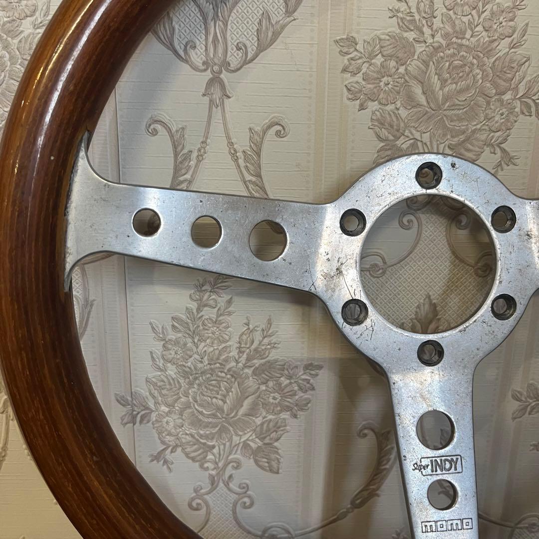 【中古品】MOMO インディー ウッドハンドル　ステアリング 11-86 旧車