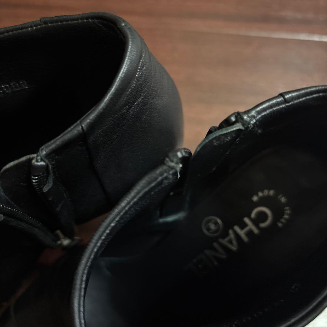 CHANEL シャネル ココマーク シルバー チェーン ショート ブーツ 37