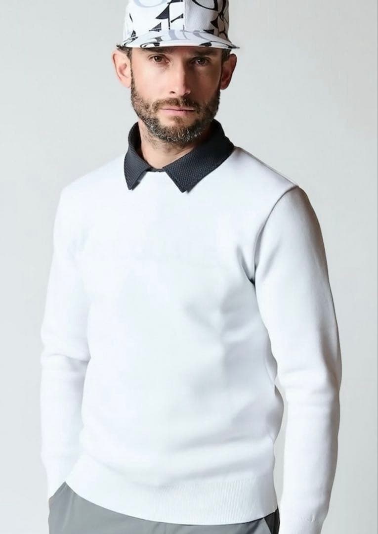 1PIU1UGUALE3 GOLF ウノピュゥ　サークルロゴニット　ホワイト