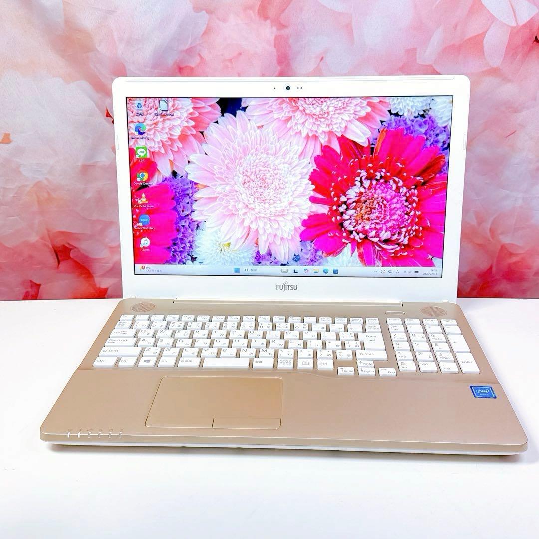 新品SSD✨Windows11✨ノートパソコン✨カメラ✨オフィス✨お洒落ゴールド