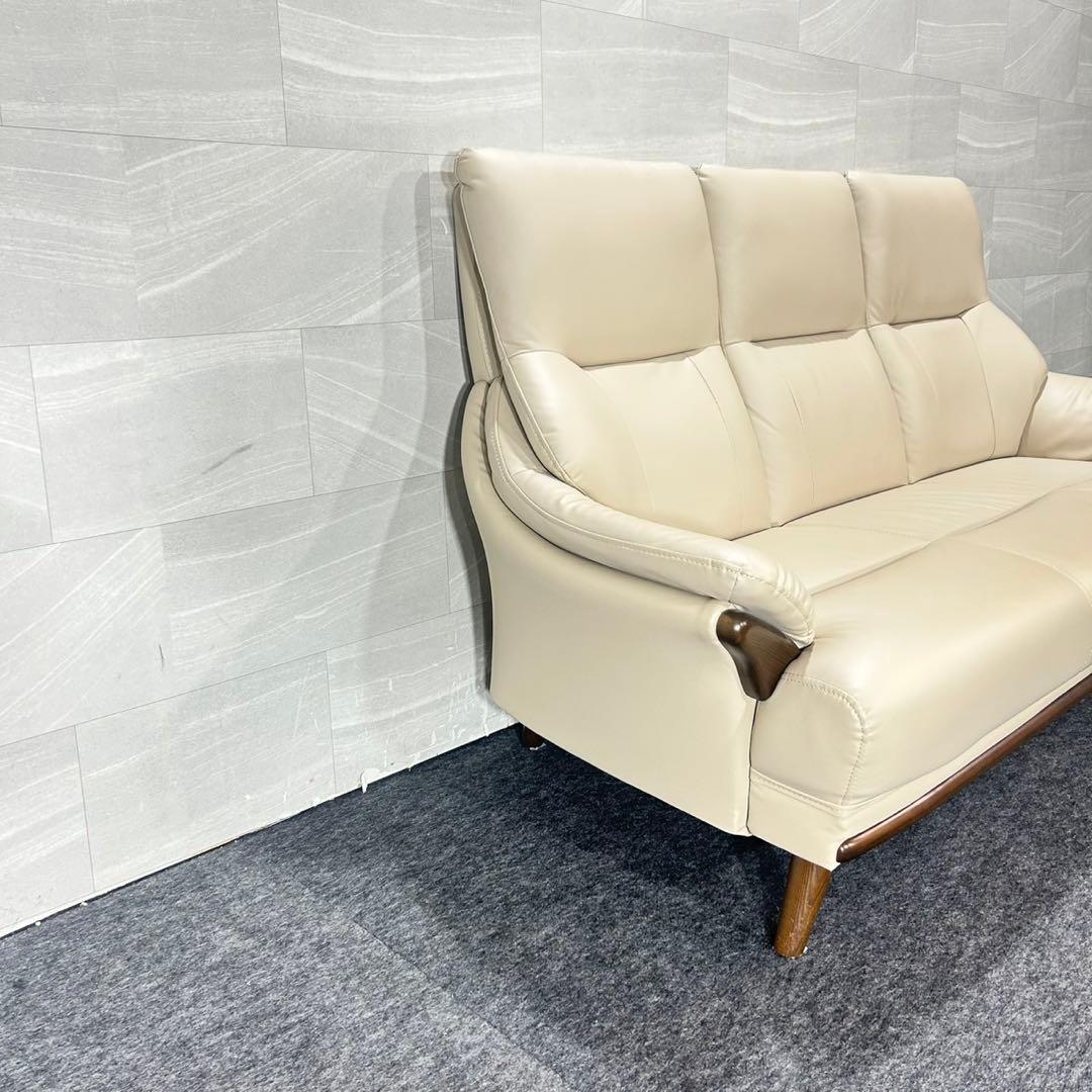 nitori 3人用ソファ コウテイ 革張りソファ オットマン d5207