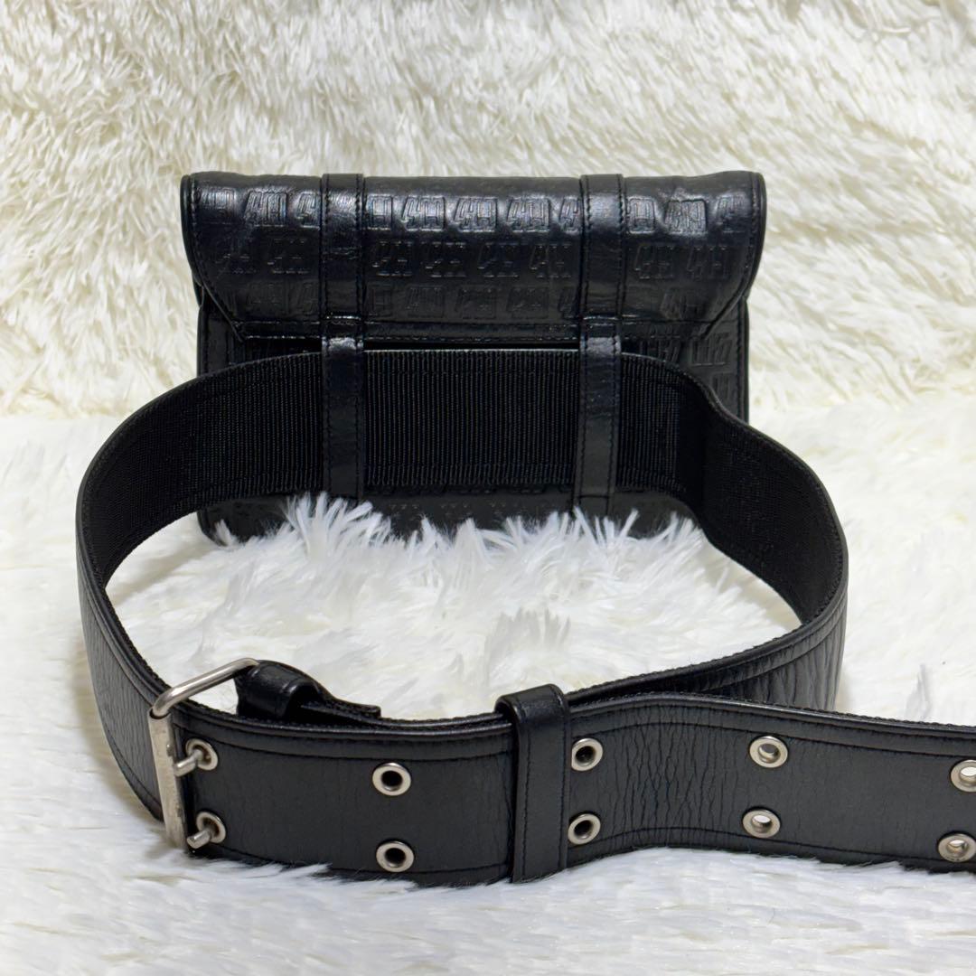 美品☆HYSTERIC GLAMOUR 総ロゴ レザー ポーチ オゾン 日本製