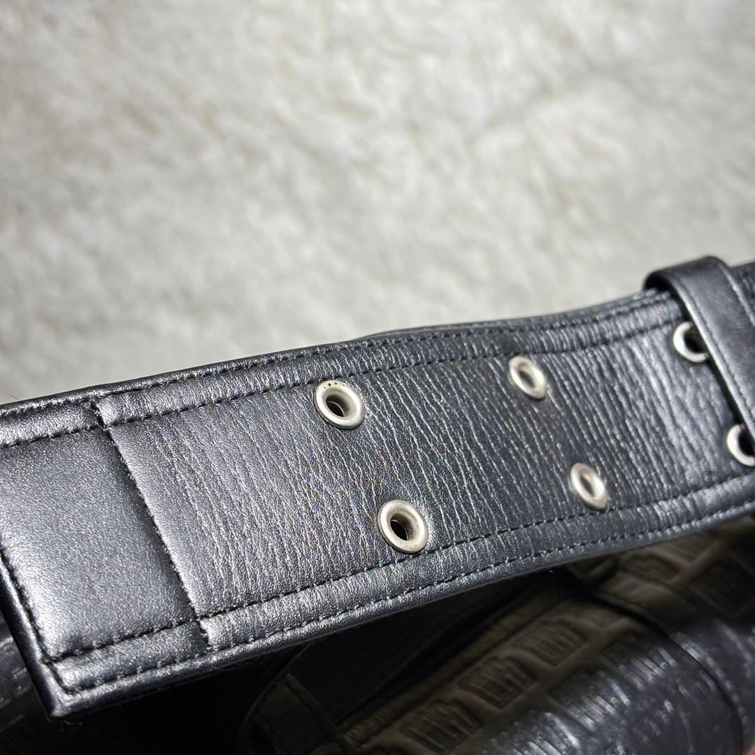 美品☆HYSTERIC GLAMOUR 総ロゴ レザー ポーチ オゾン 日本製