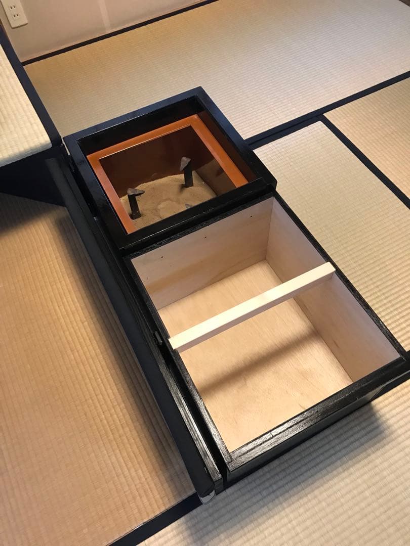 組み立て茶道用道具畳、炉壇収納ボックス、建水台と貴人畳の角の台の4点セット
