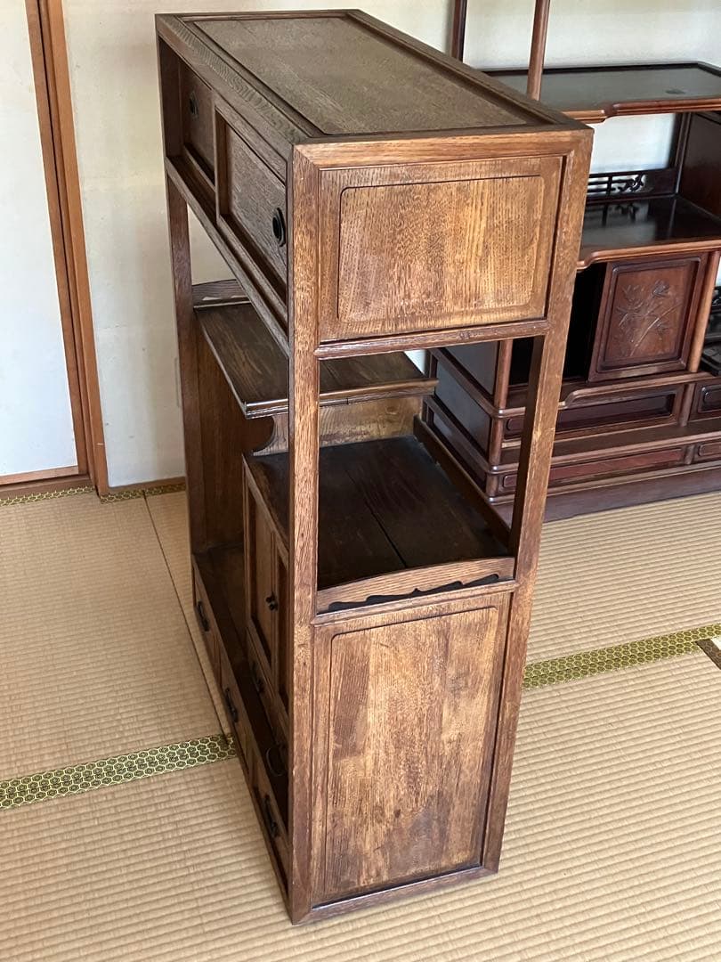 茶箪笥 化粧棚 昭和レトロ 違い棚 小ぶり 古家具 時代家具 アンティーク家具