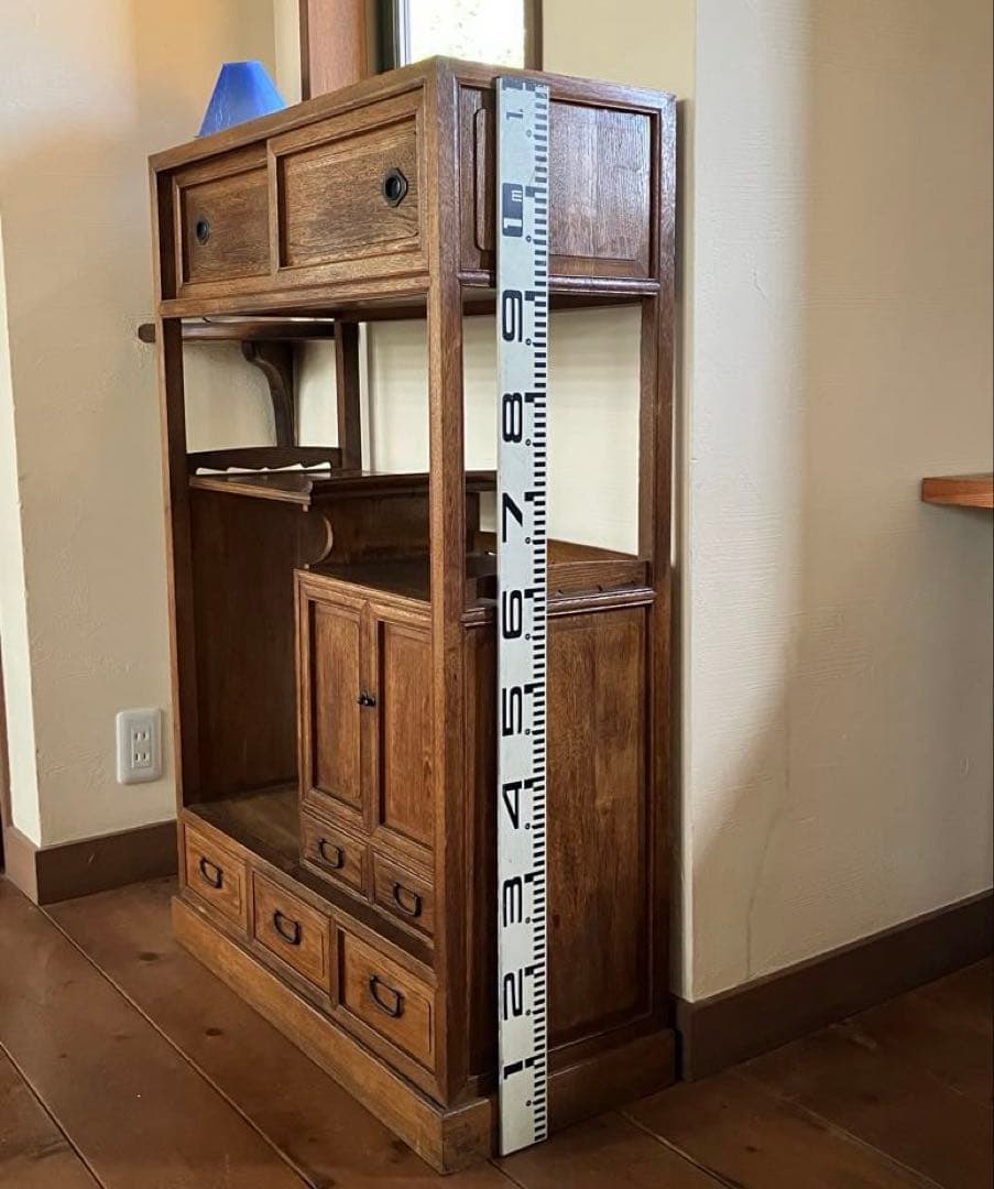 茶箪笥 化粧棚 昭和レトロ 違い棚 小ぶり 古家具 時代家具 アンティーク家具