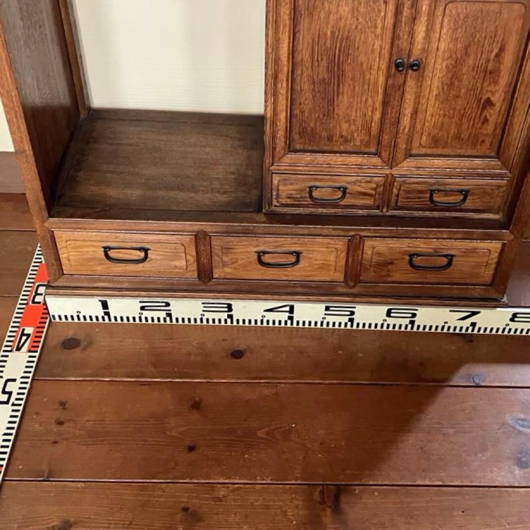 茶箪笥 化粧棚 昭和レトロ 違い棚 小ぶり 古家具 時代家具 アンティーク家具