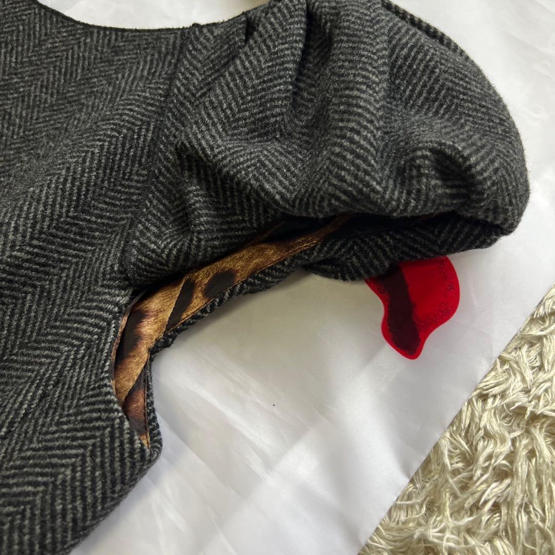 【美品】DOLCE & GABBANA 膝丈ワンピース レオパード グレー 38