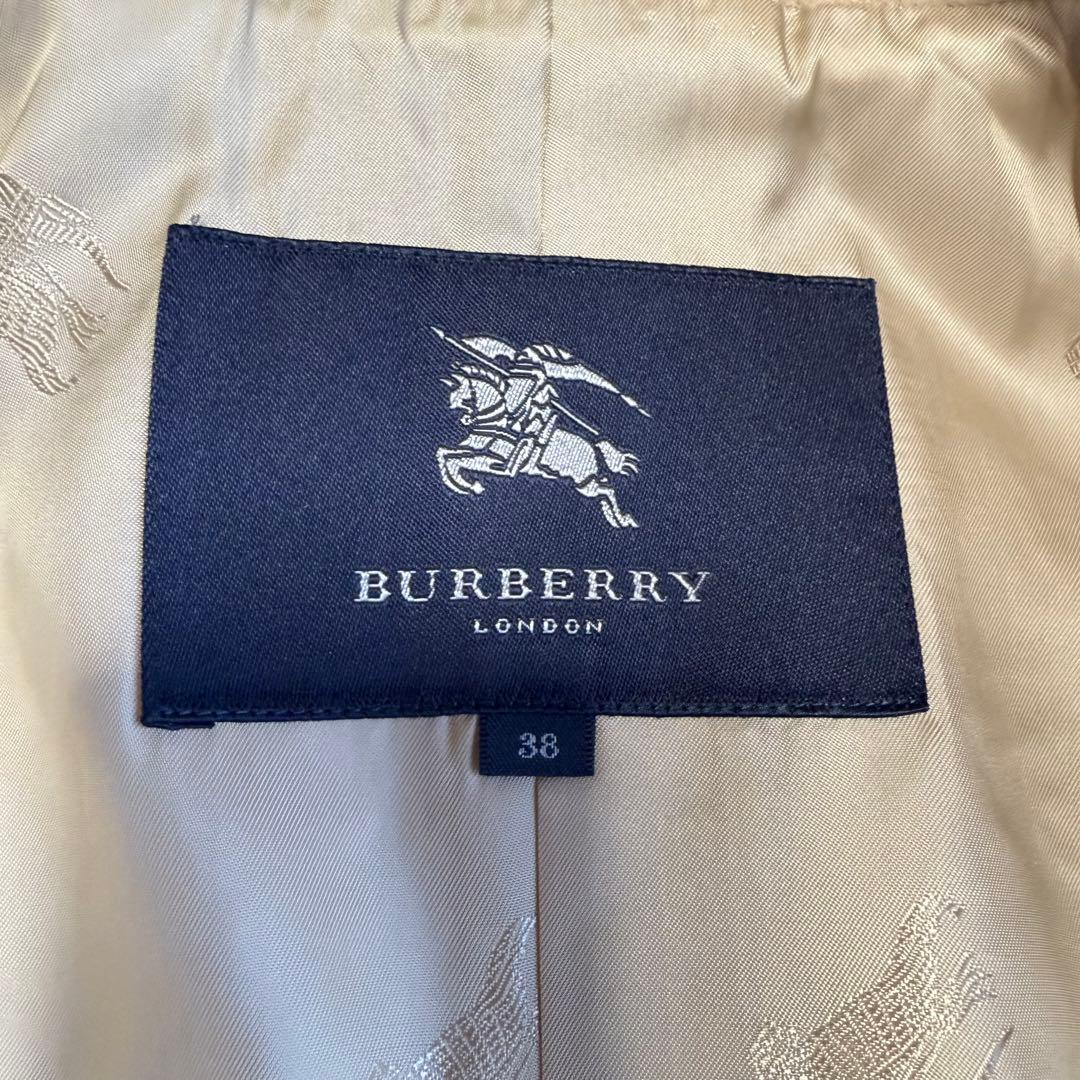 【バーバリーロンドン】 アンゴラ ラビットファー ノバチェック コート ベルト