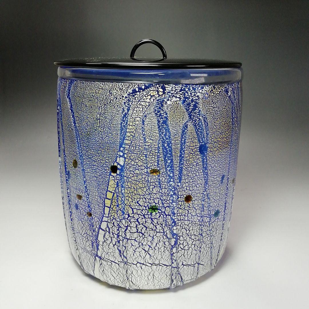 Ｓ７０９　水指　『手吹硝子』『宮崎英彦作』　共箱　茶道具