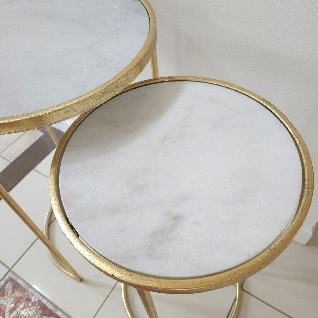 ZARA リアル大理石ネストテーブル サイドテーブル ゴールド