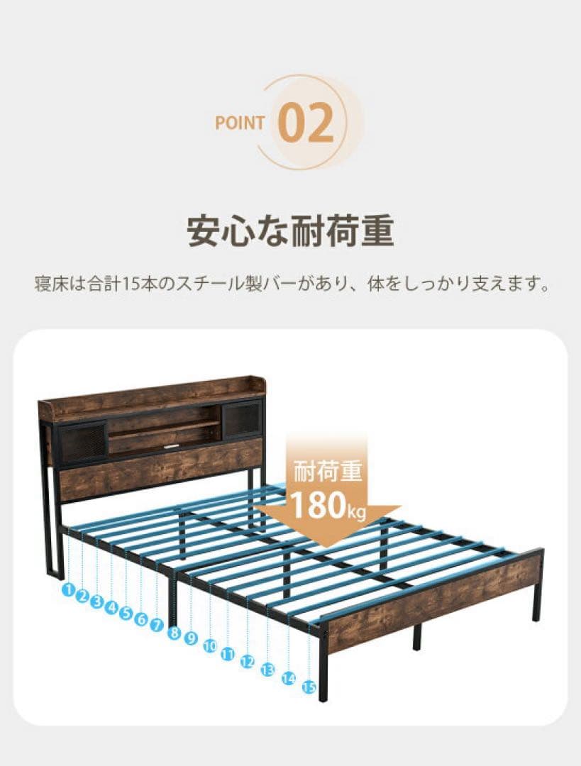 【新品・未開封】ベッドフレーム セミダブル ブラック 木製 パイプベッド #1