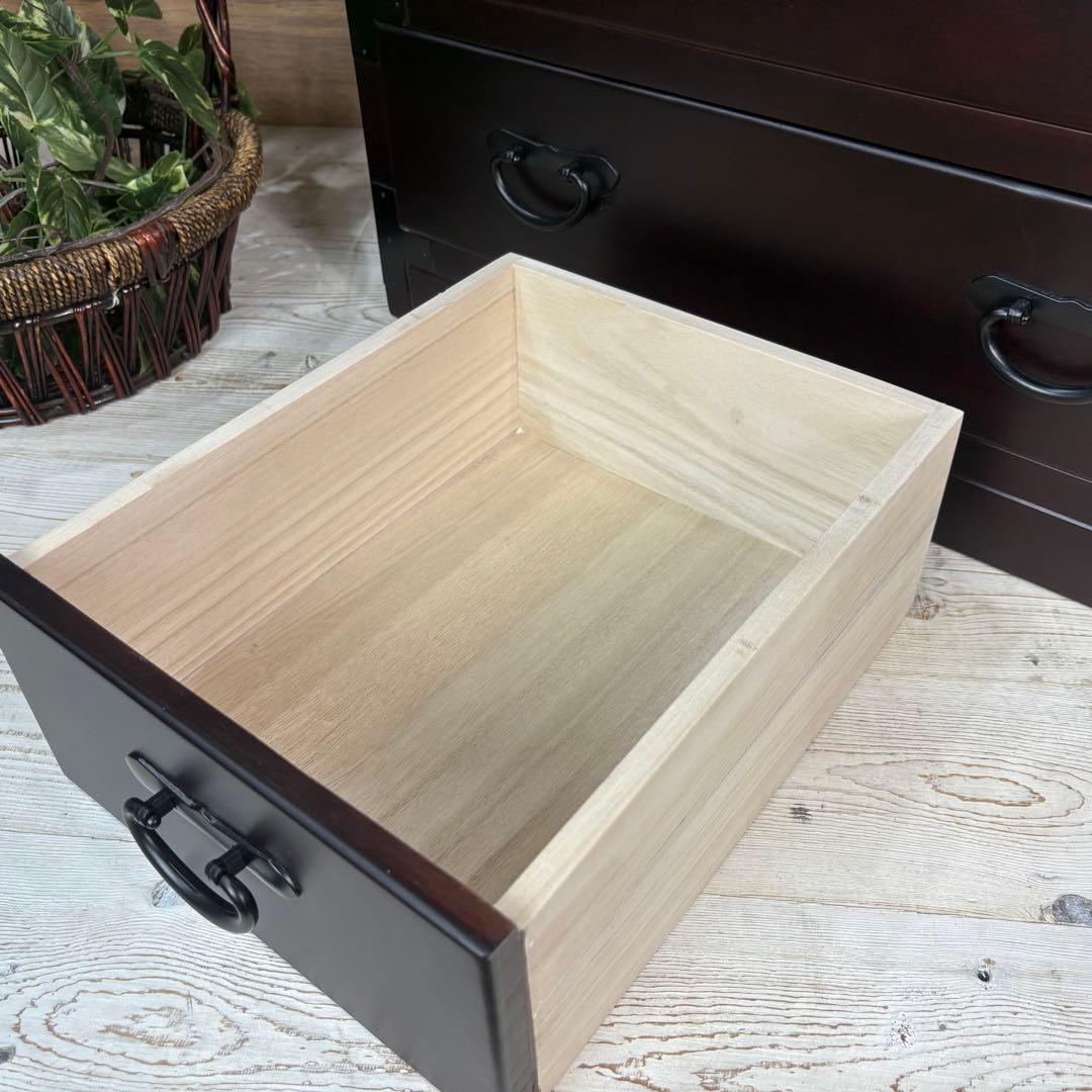 民芸家具和箪笥2点セット（三段四つ引き＋引き戸チェスト）木製桐材無垢和室和風総桐