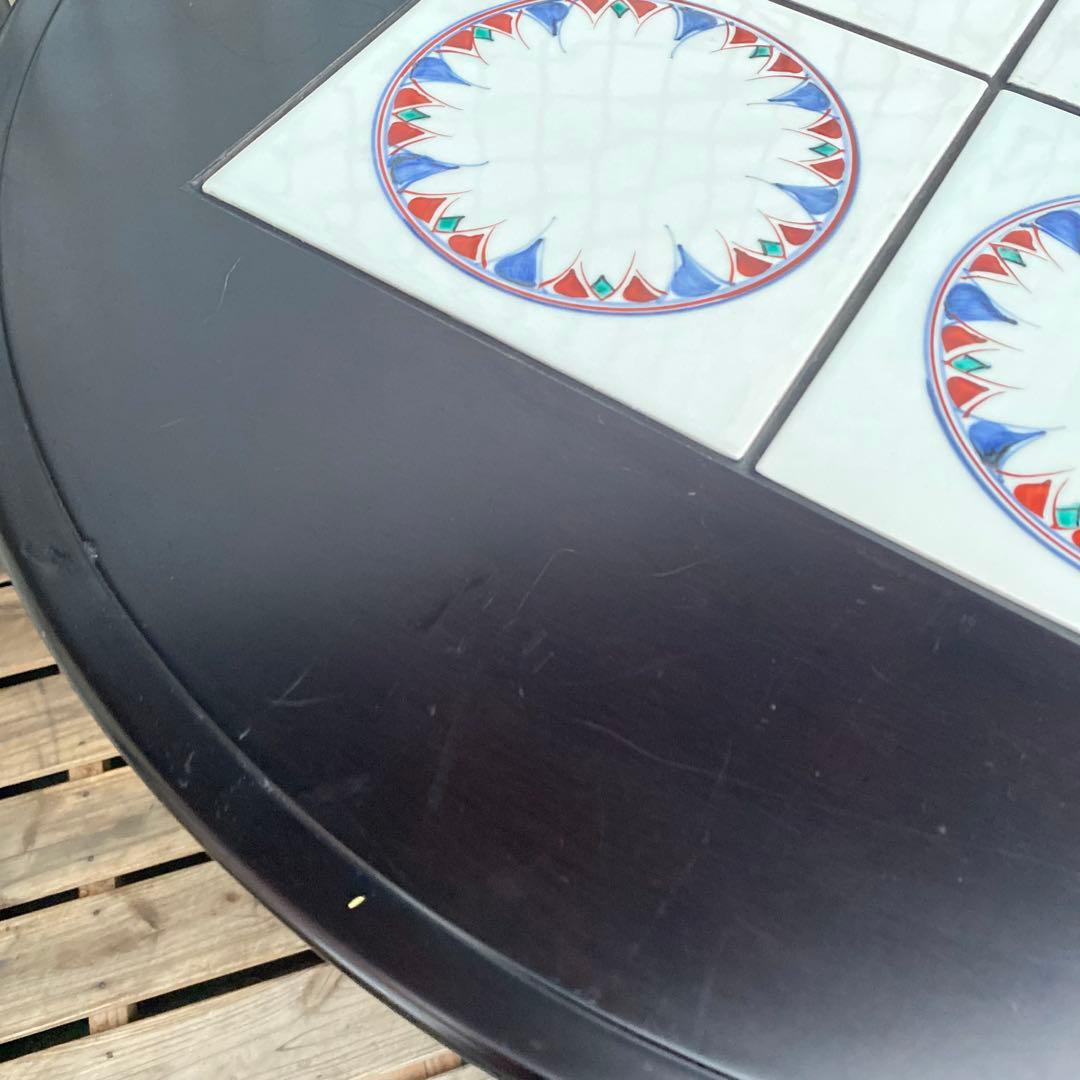 モリシゲ メヌエット 丸テーブル タイル張り 漆塗り 高級家具 インテリア