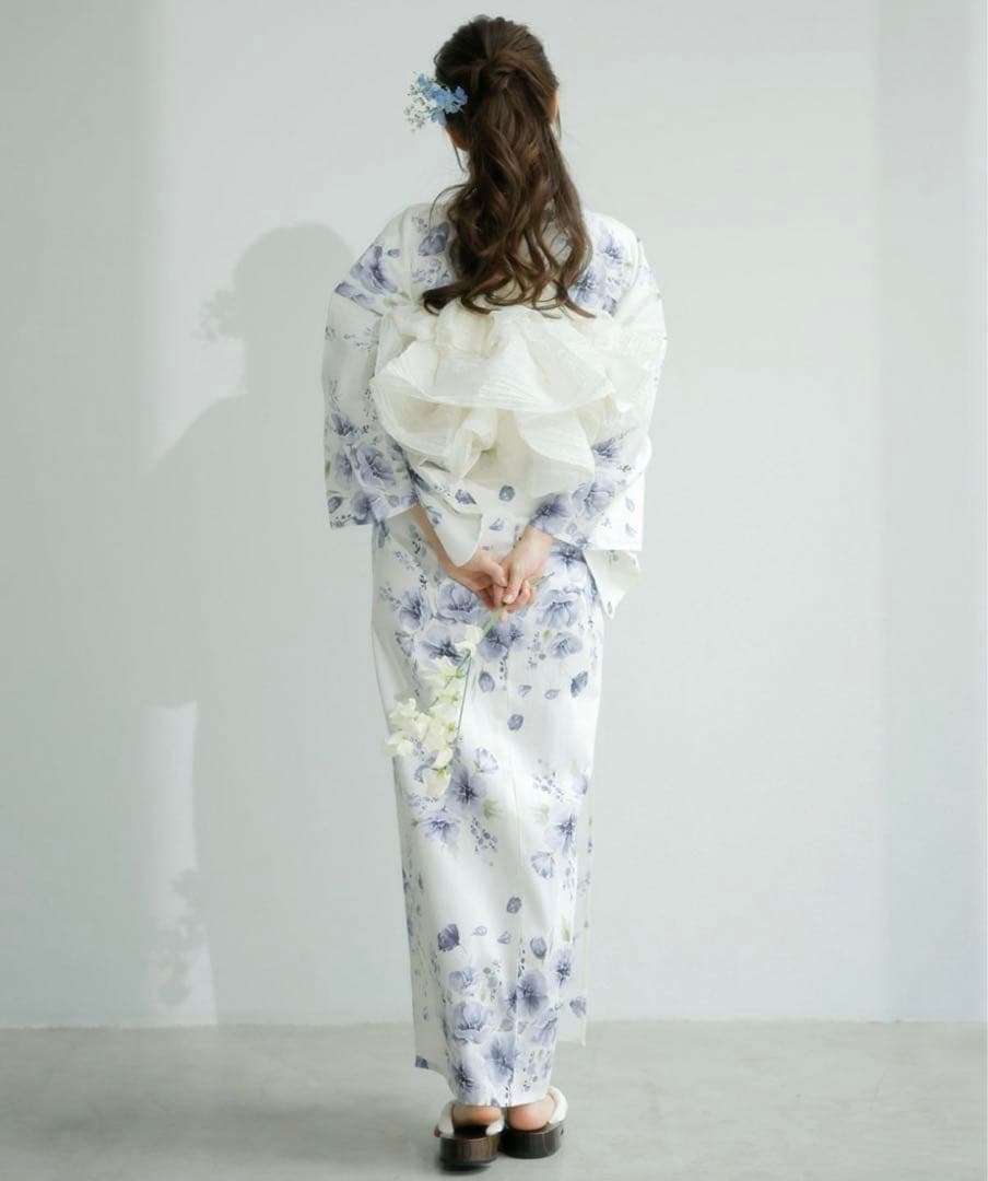 【新品未使用】Dita ディータ 水彩の雪月花(涼) 浴衣5点セット 水色 紫