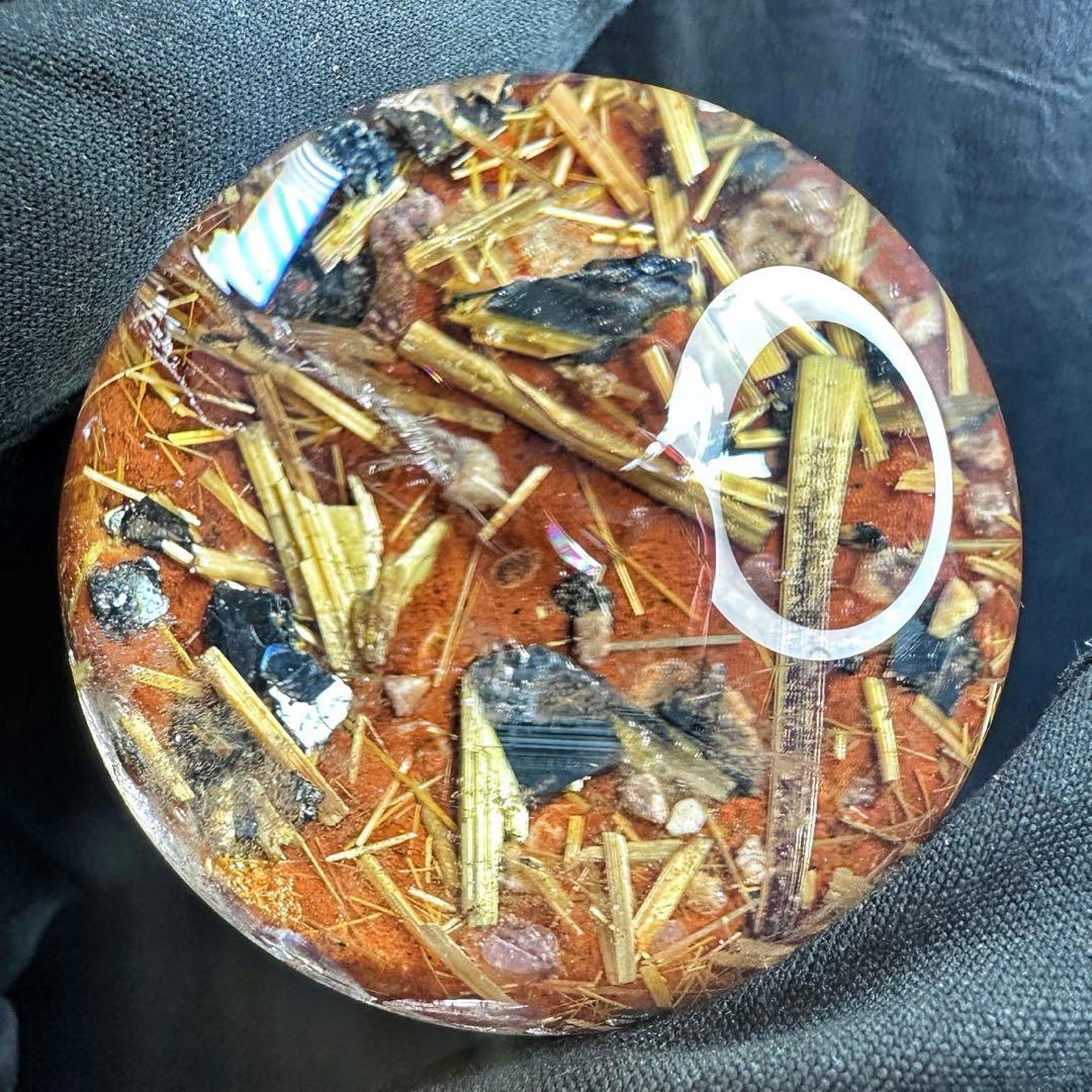 金運❗️レインボー☆タイチンルチル パイライト共生 ガーデンクォーツ丸玉A1304