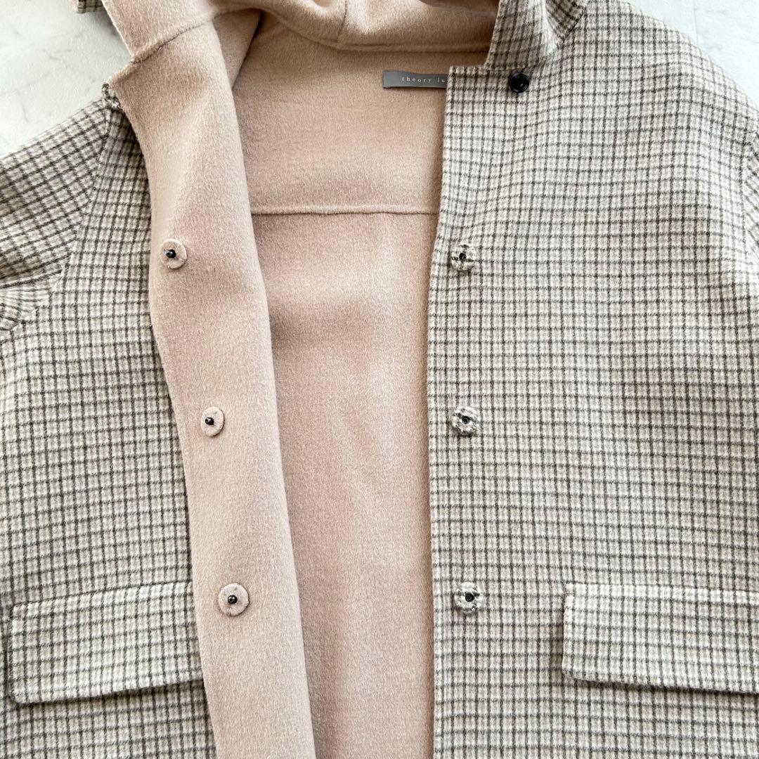 theory luxe ダブルフェイス フードコート カシミヤ混 38
