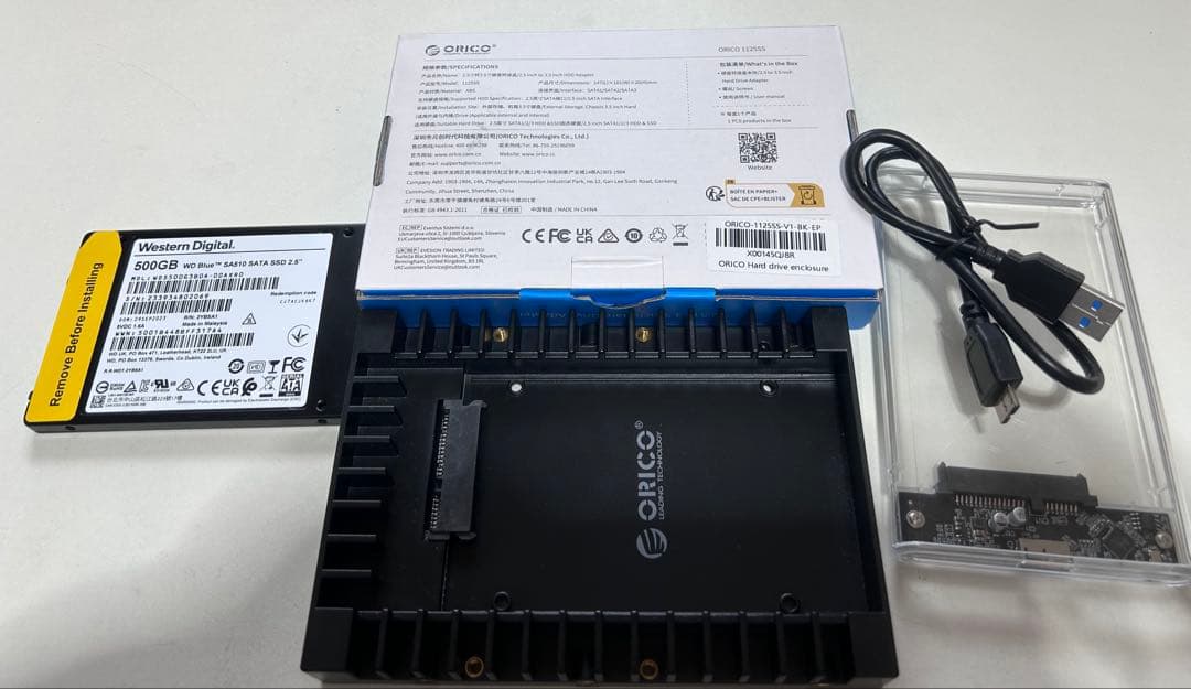 ORICO 2.5 3.5インチアダプター WD Blue 500GB SSD